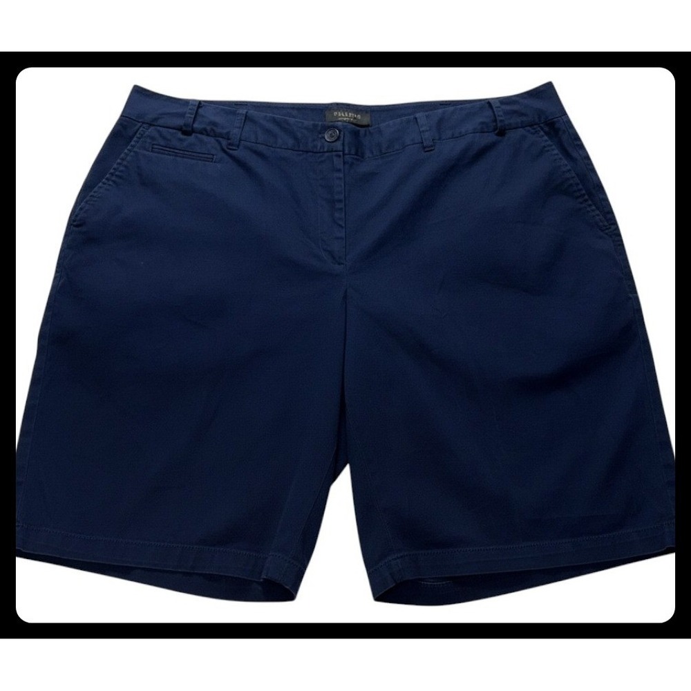 Talbots Chino Bermuda Shorts Women 18W Navy Blue Cotton Blend Casual